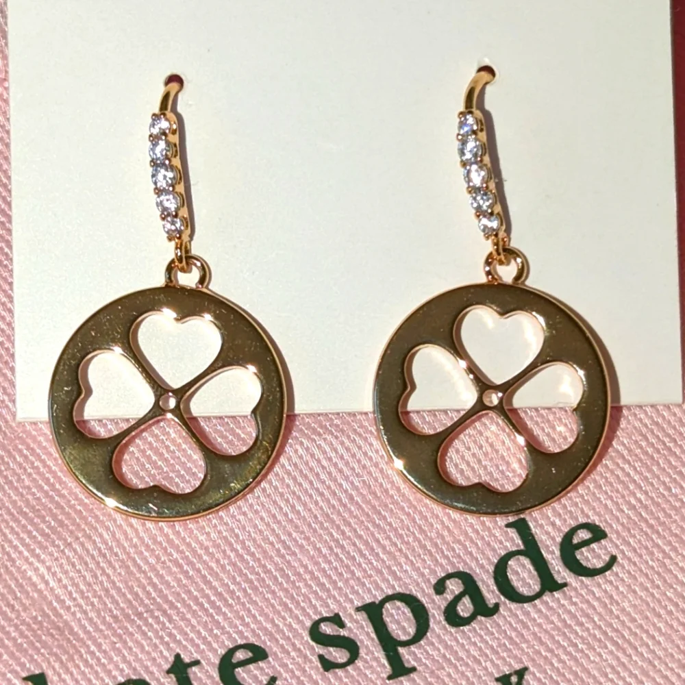 NWT Kate Spade Floral Symbols Earrings - gold/white cz